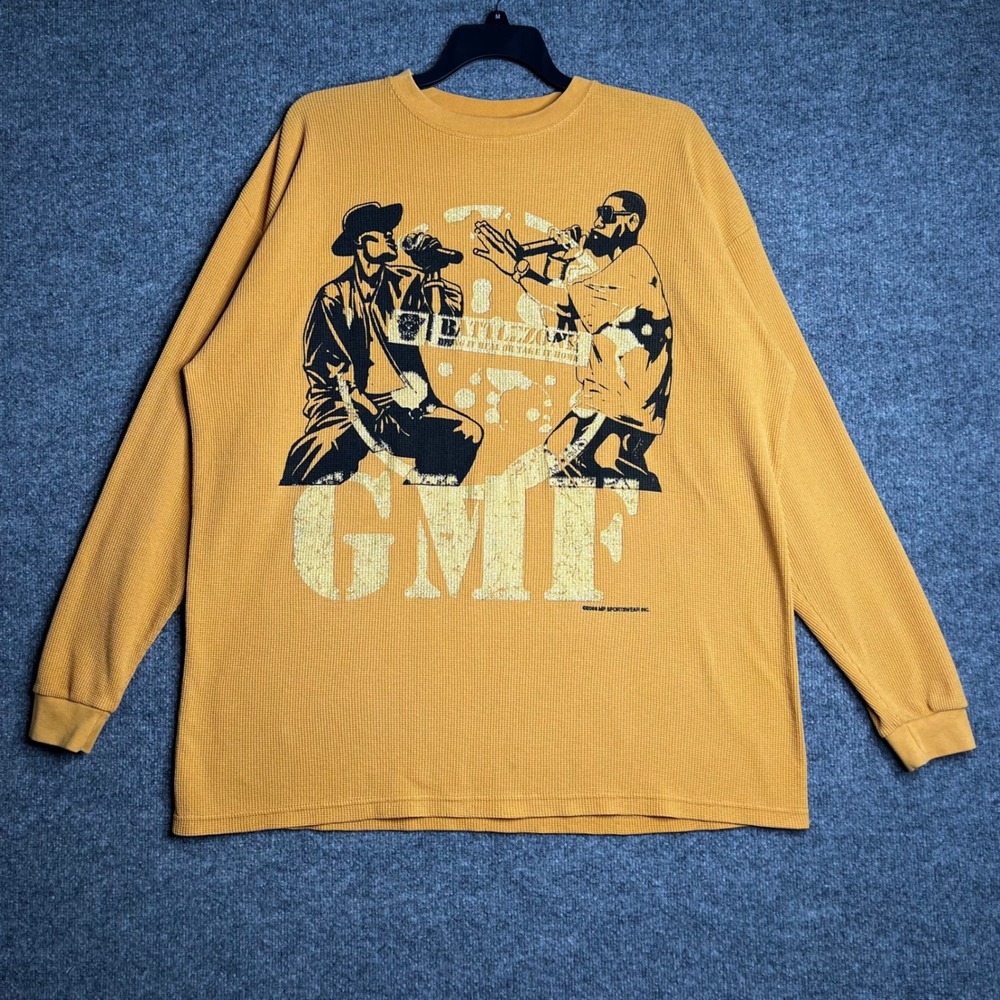 Y2K Give Me Face GMF Battlezone 2XL Waffle Knit Thermal Long Sleeve Hip Hop